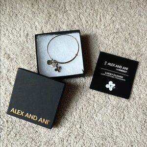 Alex and Ani Silver Clover Charm Bracelet